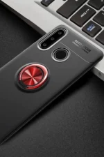 Uray store Huawei Y6P Kılıf Range Yüzüklü Silikon - Siyah-Kırmızı - Görsel 2