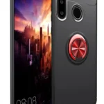 Uray store Huawei Y6P Kılıf Range Yüzüklü Silikon - Siyah-Kırmızı