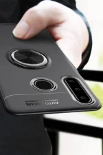 Uray store Huawei Y6P Kılıf Range Yüzüklü Silikon - Siyah-Kırmızı - Görsel 3