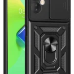 Uray store İnfinix Hot 30 4G Kılıf Pars Lens Yüzüklü Silikon - Siyah