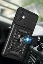 Uray store İnfinix Hot 30 5G Kılıf Pars Lens Yüzüklü Silikon - Gümüş - Görsel 2