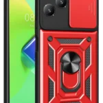 Uray store İnfinix Hot 40 Pro Kılıf Pars Lens Yüzüklü Silikon - Kırmızı