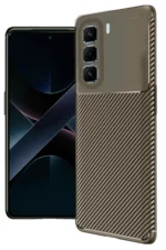 Uray store İnfinix Hot 50 4G Kılıf Auto Focus Karbon Kapak - Kahverengi
