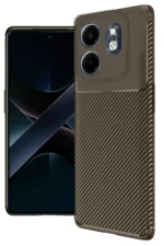 Uray store İnfinix Hot 50i 4G Kılıf Auto Focus Karbon Kapak - Kahverengi
