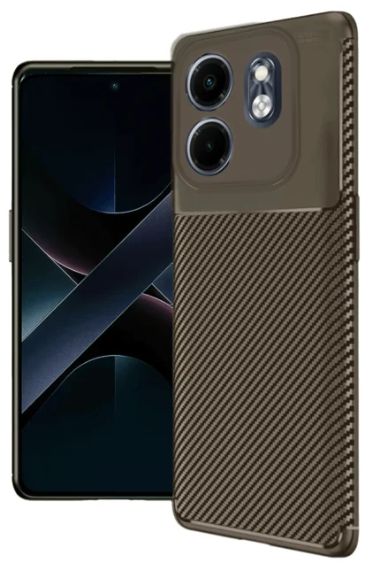 Uray store İnfinix Hot 50i 4G Kılıf Auto Focus Karbon Kapak - Kahverengi