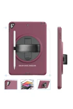 Uray store Apple iPad 10.2 (7.nesil) Kılıf Hand Strap Tablet Kılıfı - Mürdüm - Görsel 2