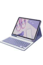 Uray store Apple iPad 10.2 (9.nesil) Kılıf KC01 Smart Klavyeli Tablet Kılıfı - Derin Mor