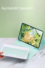Uray store Apple iPad Air 11 (2024) Kılıf KC01 Smart Klavyeli Tablet Kılıfı - Lacivert - Görsel 3
