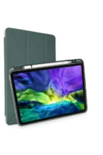 Uray store Apple iPad Pro 11 (2024) Kılıf Kalemlikli Mars Tablet Kılıfı - Koyu Yeşil