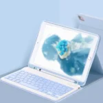 Uray store Apple iPad Pro 11 (2024) Kılıf KC01 Smart Klavyeli Tablet Kılıfı - Açık Mavi