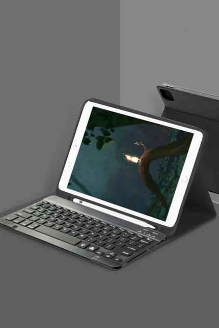 Uray store Apple iPad Pro 12.9 (2022) Kılıf KC01 Smart Klavyeli Tablet Kılıfı - Siyah