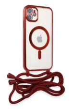 Uray store Apple iPhone 11 Kılıf Divo Lazer Askılı Magsafe Kapak - Kırmızı - Görsel 2
