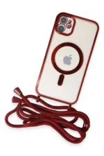Uray store Apple iPhone 11 Kılıf Divo Lazer Askılı Magsafe Kapak - Kırmızı - Görsel 3