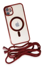 Uray store Apple iPhone 11 Kılıf Divo Lazer Askılı Magsafe Kapak - Kırmızı - Görsel 4
