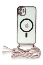 Uray store Apple iPhone 11 Kılıf Divo Lazer Askılı Magsafe Kapak - Pembe