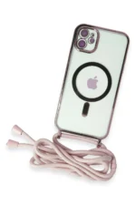 Uray store Apple iPhone 11 Kılıf Divo Lazer Askılı Magsafe Kapak - Pembe - Görsel 3