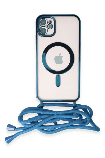 Uray store Apple iPhone 11 Kılıf Divo Lazer Askılı Magsafe Kapak - Sierra Blue
