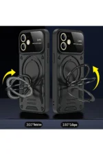 Uray store Apple iPhone 11 Kılıf Joy Lens Standlı Kapak - Koyu Yeşil - Görsel 2