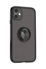Uray store Apple iPhone 11 Kılıf Montreal Yüzüklü Silikon Kapak - Siyah - Görsel 2
