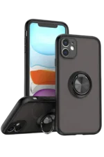 Uray store Apple iPhone 11 Kılıf Montreal Yüzüklü Silikon Kapak - Siyah