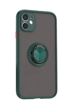 Uray store Apple iPhone 11 Kılıf Montreal Yüzüklü Silikon Kapak - Yeşil - Görsel 2