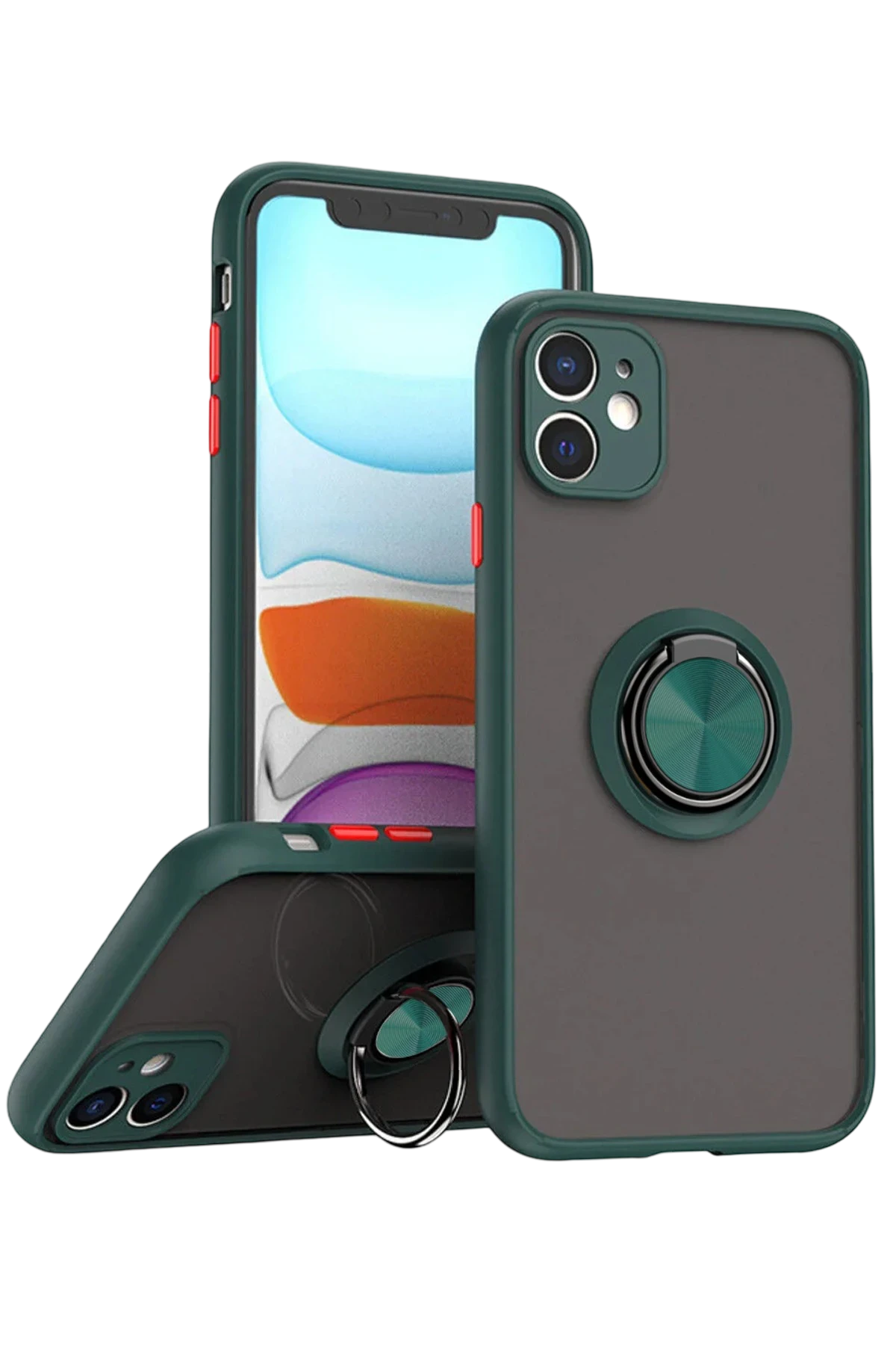 newface-iphone-11-kilif-montreal-yuzuklu-silikon-kapak-yesil-default Uray store Apple iPhone 11 Kılıf Montreal Yüzüklü Silikon Kapak - Yeşil - Görsel 1