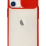 Uray store Apple iPhone 11 Kılıf Palm Buzlu Kamera Sürgülü Silikon - Kırmızı