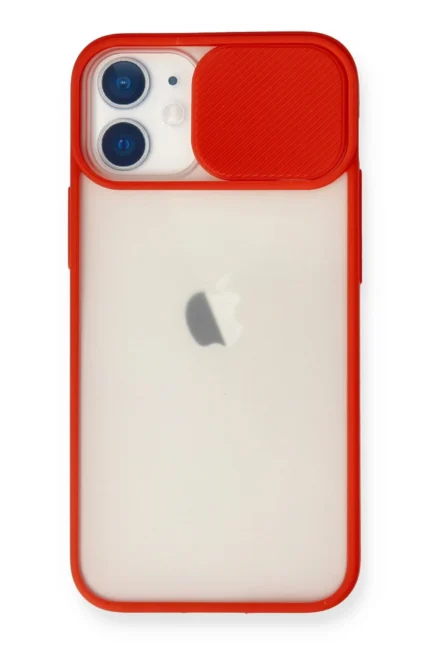 Uray store Apple iPhone 11 Kılıf Palm Buzlu Kamera Sürgülü Silikon - Kırmızı