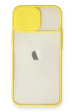 Uray store Apple iPhone 11 Kılıf Palm Buzlu Kamera Sürgülü Silikon - Sarı - Görsel 2