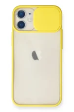Uray store Apple iPhone 11 Kılıf Palm Buzlu Kamera Sürgülü Silikon - Sarı