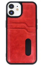 Uray store Apple iPhone 11 Kılıf Sara Kartvizitli Deri Kılıf - Kırmızı - Görsel 2