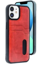 Uray store Apple iPhone 11 Kılıf Sara Kartvizitli Deri Kılıf - Kırmızı