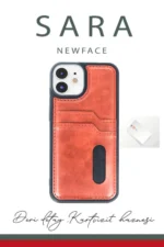 Uray store Apple iPhone 11 Kılıf Sara Kartvizitli Deri Kılıf - Kırmızı - Görsel 3