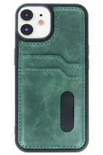 Uray store Apple iPhone 11 Kılıf Sara Kartvizitli Deri Kılıf - Koyu Yeşil - Görsel 2