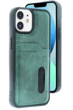 Uray store Apple iPhone 11 Kılıf Sara Kartvizitli Deri Kılıf - Koyu Yeşil