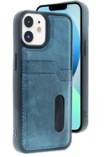 Uray store Apple iPhone 11 Kılıf Sara Kartvizitli Deri Kılıf - Lacivert