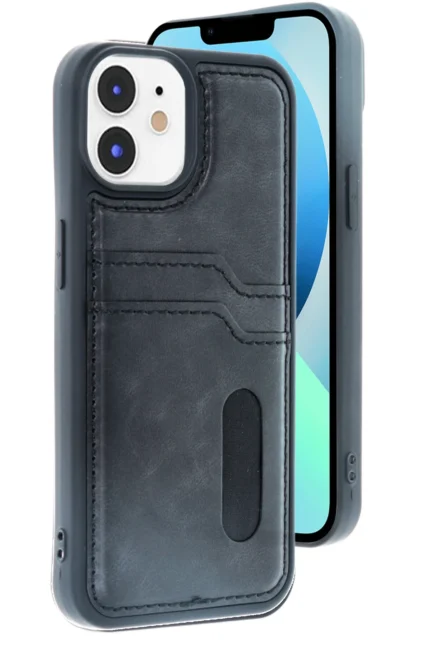 Uray store Apple iPhone 11 Kılıf Sara Kartvizitli Deri Kılıf - Siyah