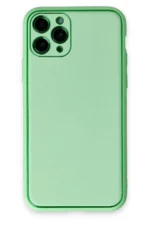 Uray store Apple iPhone 11 Pro Kılıf Coco Deri Silikon Kapak - Açık Yeşil
