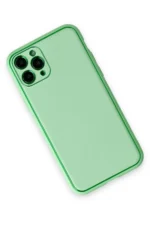 Uray store Apple iPhone 11 Pro Kılıf Coco Deri Silikon Kapak - Açık Yeşil - Görsel 3