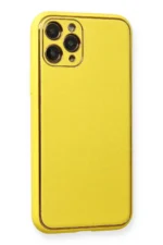 Uray store Apple iPhone 11 Pro Kılıf Coco Deri Silikon Kapak - Sarı - Görsel 2