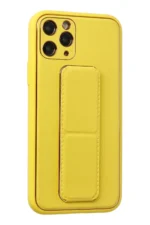 Uray store Apple iPhone 11 Pro Kılıf Coco Deri Standlı Kapak - Sarı - Görsel 2
