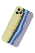 Uray store Apple iPhone 11 Pro Kılıf Ebruli Lansman Silikon - Sarı-Lila - Görsel 2