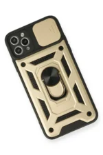 Uray store Apple iPhone 11 Pro Kılıf Pars Lens Yüzüklü Silikon - Gold - Görsel 3