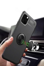 Uray store Apple iPhone 11 Pro Kılıf Range Yüzüklü Silikon - Siyah-Mavi - Görsel 4