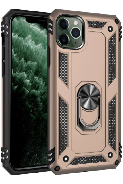 Uray store Apple iPhone 11 Pro Kılıf Sofya Yüzüklü Silikon Kapak - Gold