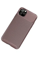 Uray store Apple iPhone 11 Pro Max Kılıf Auto Focus Karbon Kapak - Kahverengi - Görsel 2