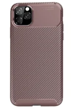 Uray store Apple iPhone 11 Pro Max Kılıf Auto Focus Karbon Kapak - Kahverengi - Görsel 3