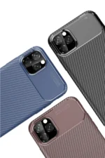Uray store Apple iPhone 11 Pro Max Kılıf Auto Focus Karbon Kapak - Kahverengi - Görsel 4