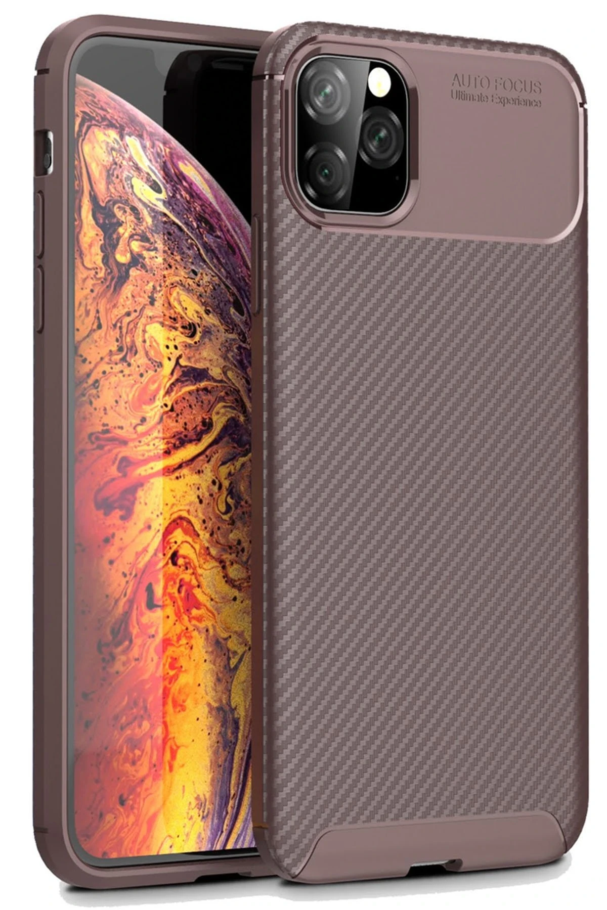 newface-iphone-11-pro-max-kilif-auto-focus-karbon-kapak-kahverengi-default Uray store Apple iPhone 11 Pro Max Kılıf Auto Focus Karbon Kapak - Kahverengi - Görsel 1