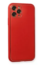 Uray store Apple iPhone 11 Pro Max Kılıf Coco Deri Silikon Kapak - Kırmızı - Görsel 2